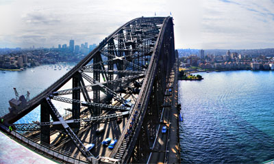 Скачать обои на рабочий стол: Панорама с моста
